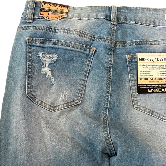 Enjean Midrise Ankle Length Destroyed Distressed Skinny Fit Jeans Size 13 - Picture 10 of 17